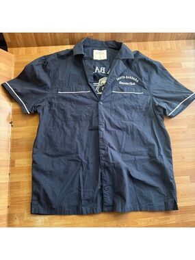 Hollister Bowling Hemd (Bowling Shirt)navy blue "Santa Barbara Drivers Club" med